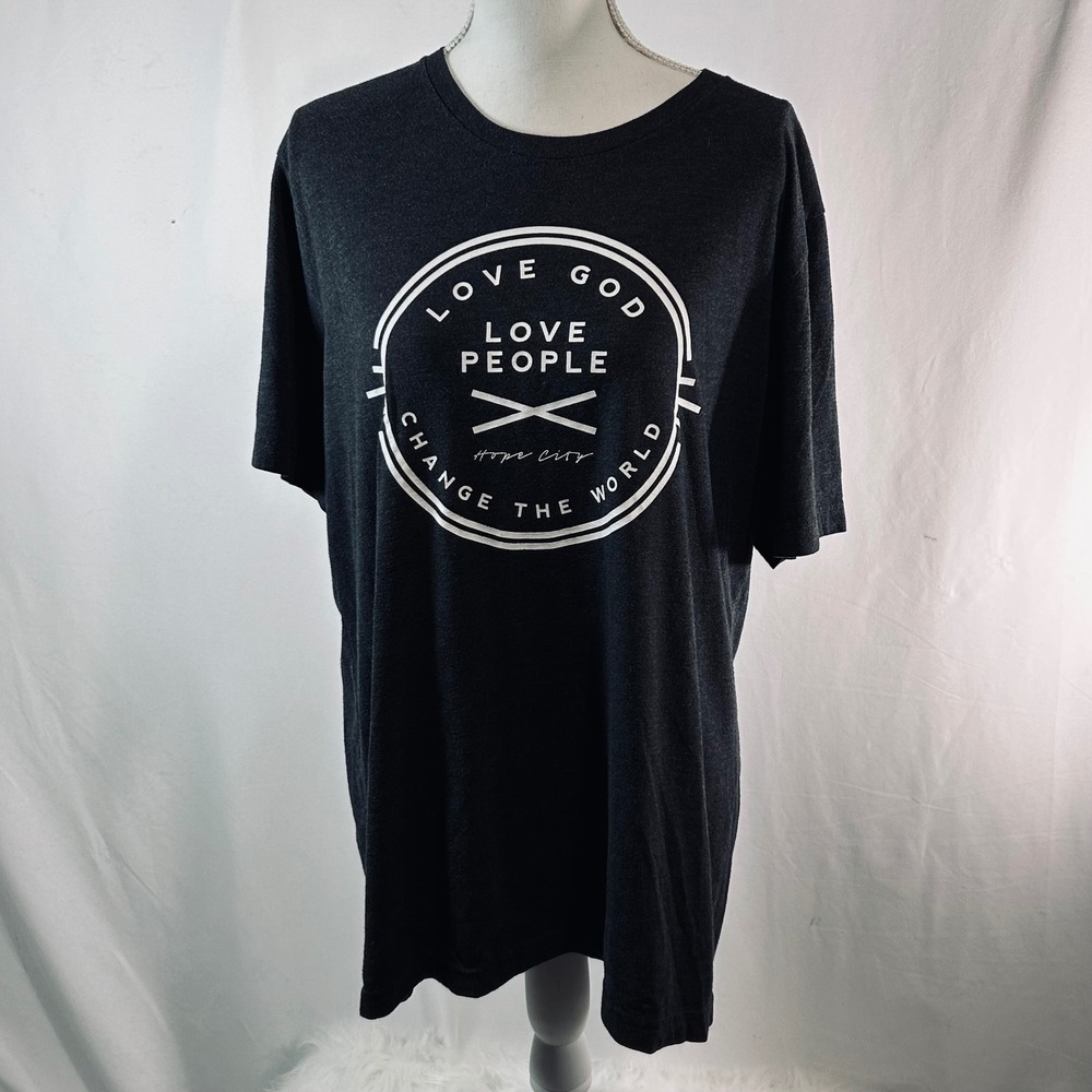 Bella Canvas Hope City Love God Love People Graphic T-Shirt Gray XL